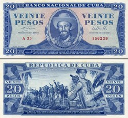 CUBA - PICK 097b - 20 PESOS - 1964