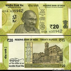 INDE - PICK 110a- 20 ROUPIES - 2019