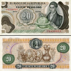 COLOMBIE - PICK 409 d 2 - 20 PESOS DE ORO COLOMBIEN - 1981