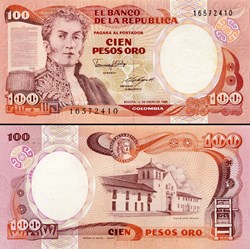 COLOMBIE - PICK 426 b2 - 100 PESOS DE ORO COLOMBIEN - 1986