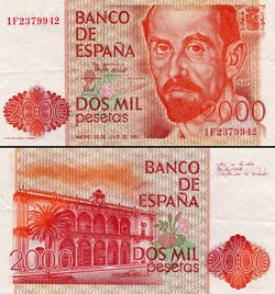 ESPAGNE - PICK 159 - 2000 PESETAS - 1980