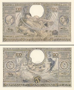 BELGIQUE - PICK 112 a9 - 100 FRANCS - 1943
