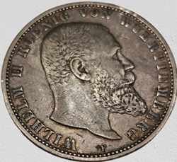 Wilhelm II, Roi du Wuertemberg, Funf Mark.