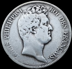 Louis-Philippe 1er , Roi des Français, Tête nue, 5 Francs.