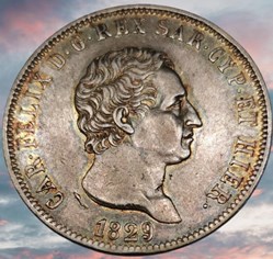 5 Lire Charles-Félix Roi de Sardaigne.