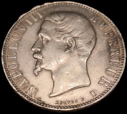 Napoléon III, Empereur, Tête nue , Empire Français, 5 Francs.