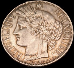 Cérès, avec Légende,5 Francs.