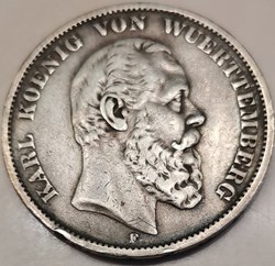 Karl 1er,Roi du Wuerttemberg, Funf Mark.