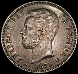 5 Pésétas Amadéo 1 er 1871
