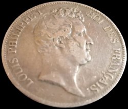Louis-Philippe 1er, Roi des Français, Tête nue , 5 Francs.