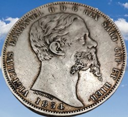 5 Lire Victorius-Emmanuel II Royaume de Sardaigne.