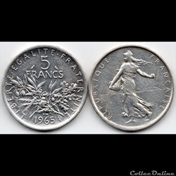 5 Francs : Semeuse en argent 1965