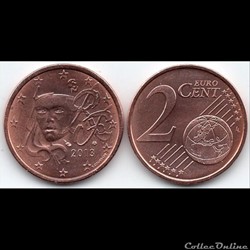 2 cent : 2013 Marianne, symbole de la République française.