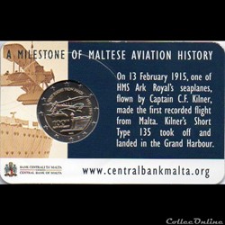 2015 : Coin card 100ème anniversaire 1er vol commercial de Malte