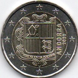2020 : le blason de la principauté d'Andorre 2 euros