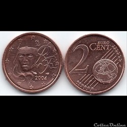 2 cent : 2004 Marianne, symbole de la République française.