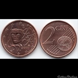 2 cent : 2011 Marianne, symbole de la République française.