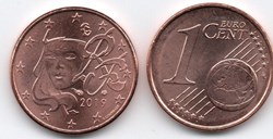 1 cent : 2019 Marianne, symbole de la République française.