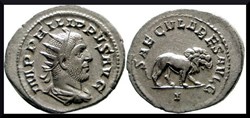 Philippe 1er, antoninien au lion, 248 après J.-C