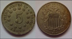 5 cent Etats-Unis Bouclier 1867