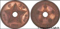 5 centimes Congo Belge Léopold II 1887