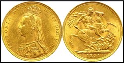1 Souverain Victoria buste du jubilé 1891