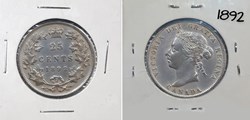 MONEDA DE PLATA LEY 0.925 DE 25 CENTS CANADA DE 1892
