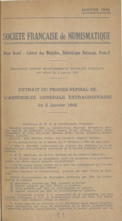 1946>aujourd'hui - Bulletin de la Société Française de Numismatique