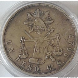 1 Peso 1871 aigle Guanajuato