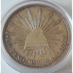 1 Peso 1898 aigle / bonnet phrygien et rayons Mexico