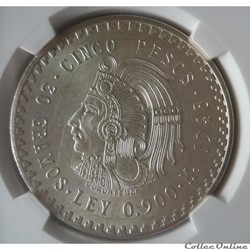 5 Pesos 1948 Mo/ NGC MS64