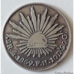 2 Reales 1859 Mexico