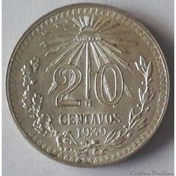 20 Centavos 1939 Mo