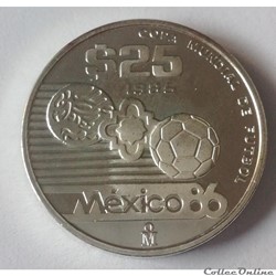 25 pesos 1985 Mondial de football