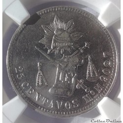 25 Centavos 1886 Mo NGC AU55