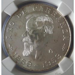 5 Pesos 1959 Caranza NGC MS61