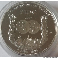 100 Pesos 1991 Rencontre des deux mondes
