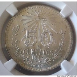 50 Centavos 1944 M Mexico NGC MS65