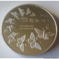 100 Pesos 1987 Mariposa Monarca