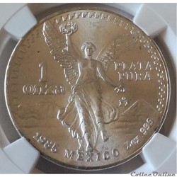 1 Once 1985-Mo Mexico Silver .999 Pure Libertad NGC MS66
