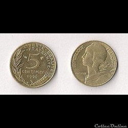 5 Cts Marianne 1996 3 plis