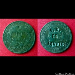 10 Cts Cérès Contremarquée "A.V. II JANVIER"