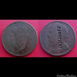 1 Penny Irlandais de George IV de 1822 contremarqué "IBSCHMITZ"