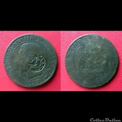 5 Cts Napoléon III Contremarqué "ASCOT" dans un fer à cheval