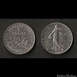 1 Franc Semeuse 1991