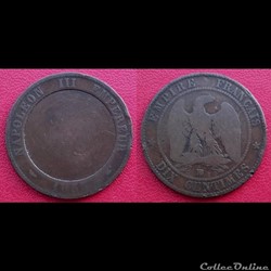 10 Cts Napoléon III a l'avers détouré et effacé