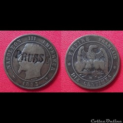 10 Cts Napoléon III Contremarquée "PRUSSE"