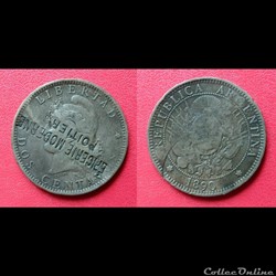Dos Centavos d'Argentine contremarquéé "EPICERIE MODERNE POITIERS"
