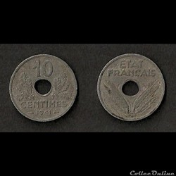 10 Cts Etat Français Grand Module 1941