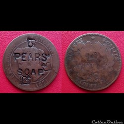10 Cts Cérès Contremarquée "PEARS' SOAP" + 3 As de pique